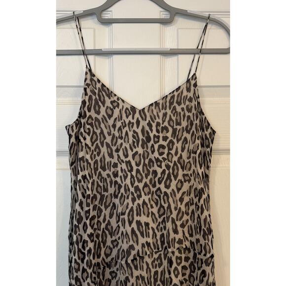 Theory Silk Slip Dress Sz 4 Asymmetrical Waist Maxi Leopard Crinkle Boho Gypsy - Picture 3 of 13